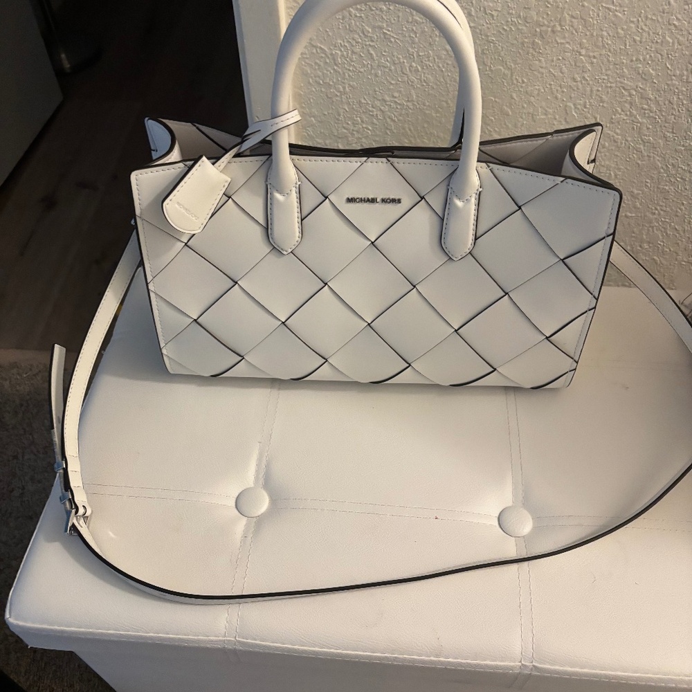 Michael Kors, large white leather handbag new with tags